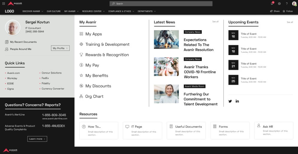 Homepage option 2 in four columns