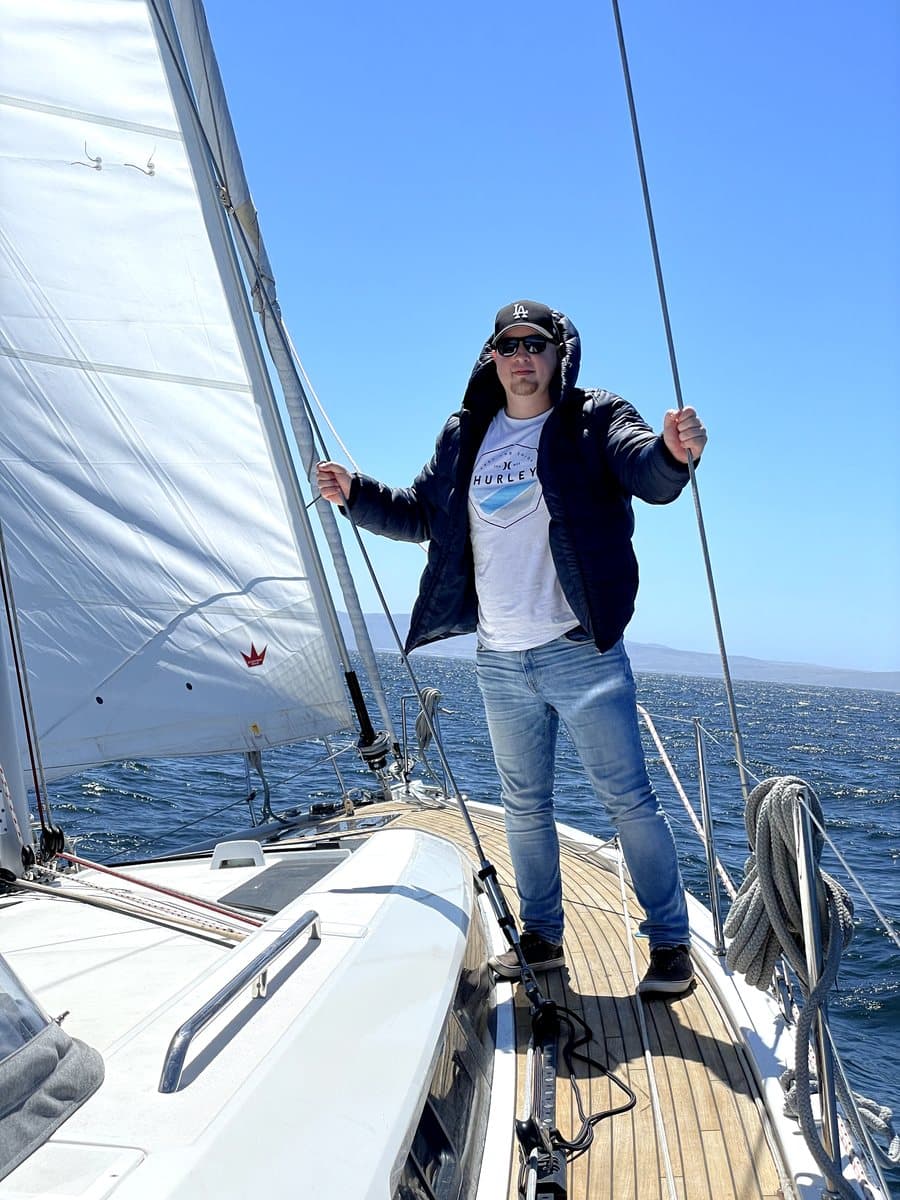 On the deck of a sailboat