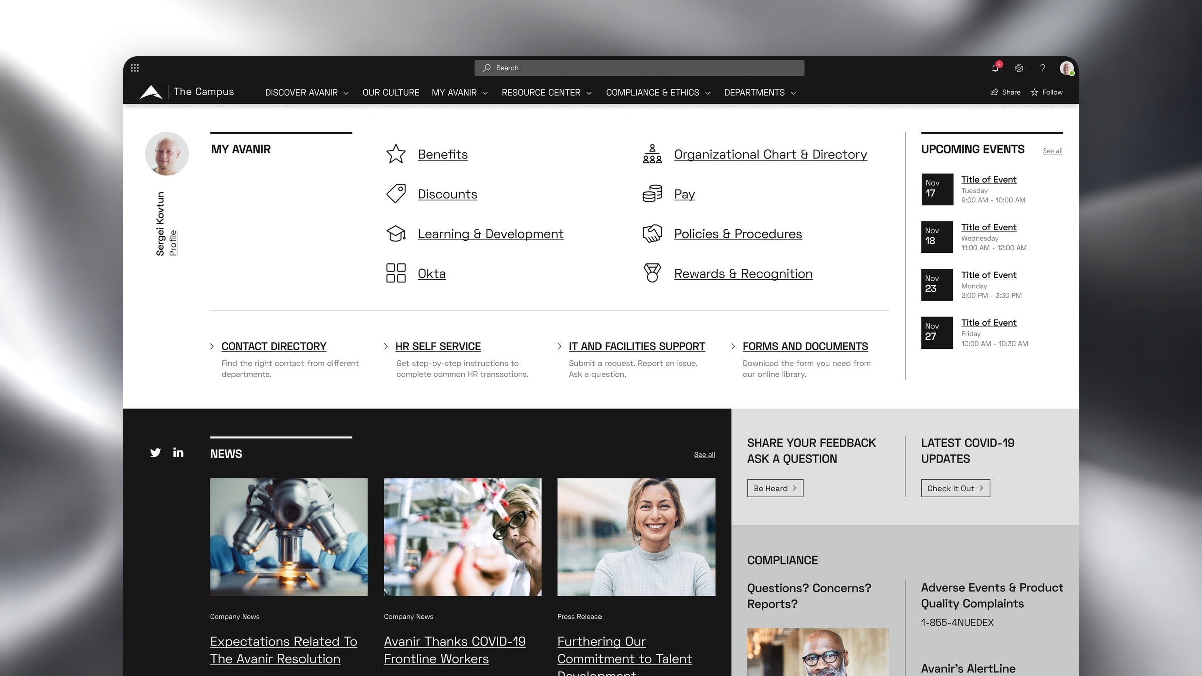 Avanir Intranet Portal - Redesigning a pharma intranet around the tasks employees came to do